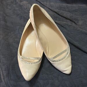 Nine West Beige Flats with Metallic Trim